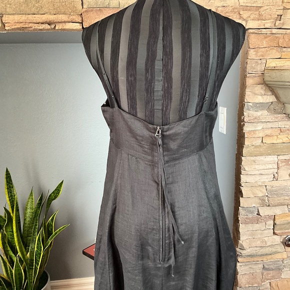 Max Studio Linen Silk Bubble Hem Dress Avant Garde Preppy Coastal Chic Black L - Picture 8 of 12